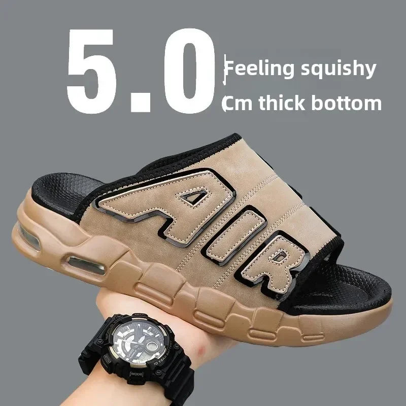 Été nouveaux hommes PU Air pantoufles à la mode grande taille Style coréen décontracté à la mode polyvalent vêtements d'extérieur sandales