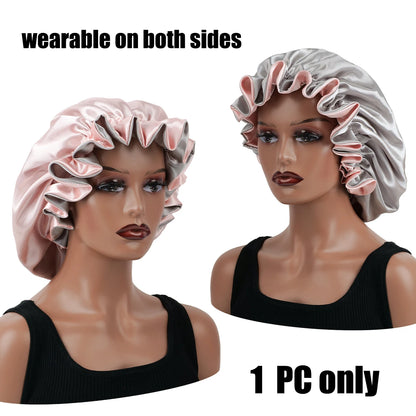 Bonnet de cheveux minimaliste Double couche en Satin, 1 pièce, bonnets de sommeil pouvant être portées des deux côtés, casquette polyvalente pour hommes/femmes