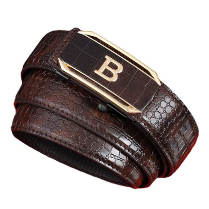 Ceinture motif Crocodile pour hommes, ceinture à boucle automatique de haute qualité, sangle en jean à la mode, accessoires tendance pour hommes