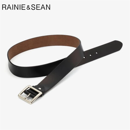 RAINIE SEAN – ceinture blanche en cuir véritable pour femme, avec boucle ardillon, en peau de vache, rouge, noir, Camel