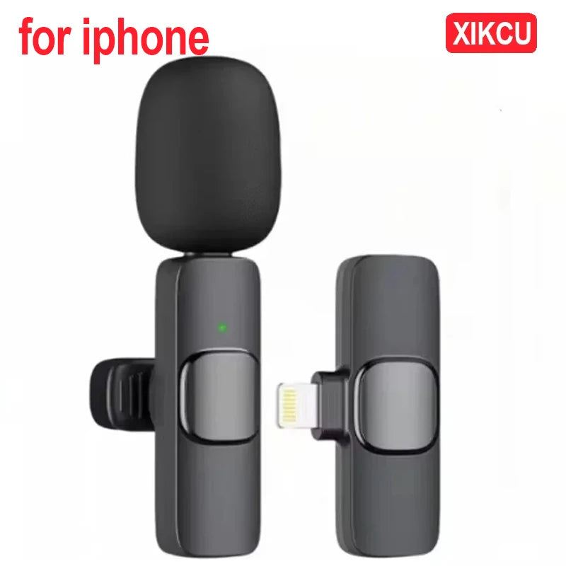 XIKCU Microphone Lavalier sans fil Portable enregistrement Audio vidéo Mini micro pour iPhone diffusion en direct téléphone de jeu avec réception