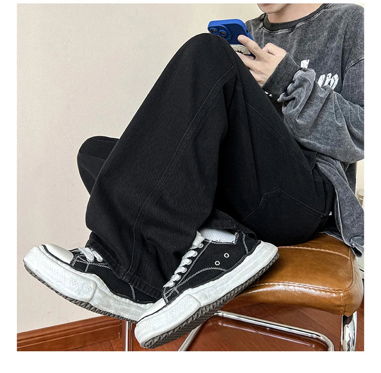 LAPPSTER-Jean baggy en denim pour homme et femme, pantalon droit, vintage, décontracté, hip hop, sarouel, collection 2023