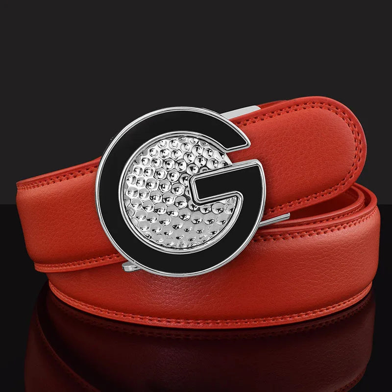 Ceinture de Golf blanche pour hommes, Texture cuir, coiffeur, boucle automatique, Simple, haute qualité, décontractée, pantalon pour jeunes