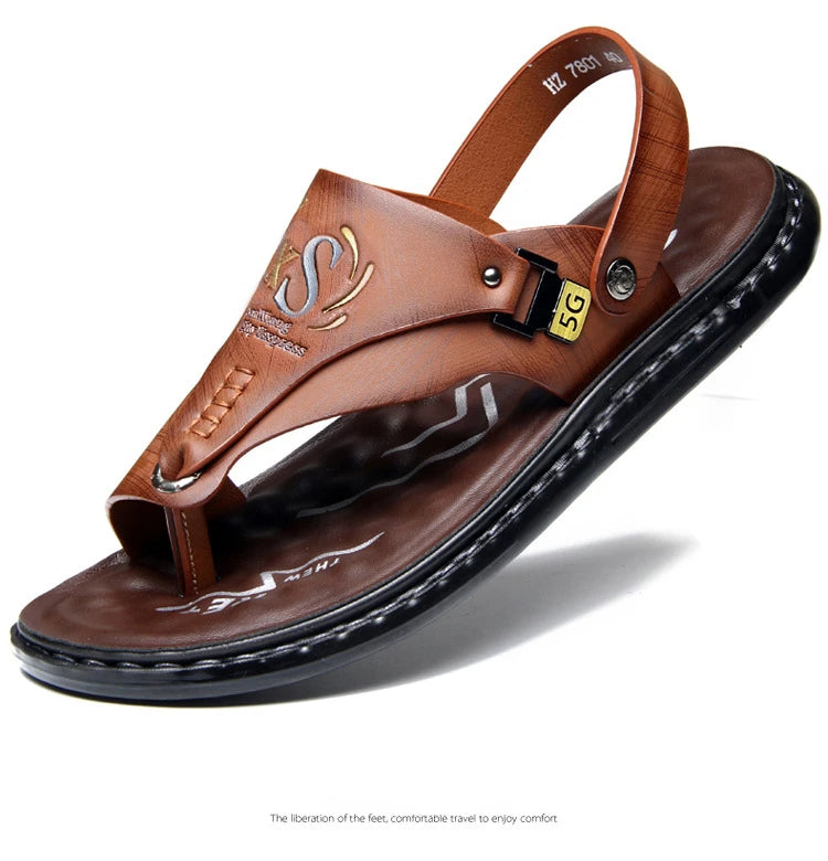 Marque hommes sandales été à semelles souples anti-dérapant chaussures de plage mâle en plein air confortable hommes pantoufles de luxe de haute qualité sandalias