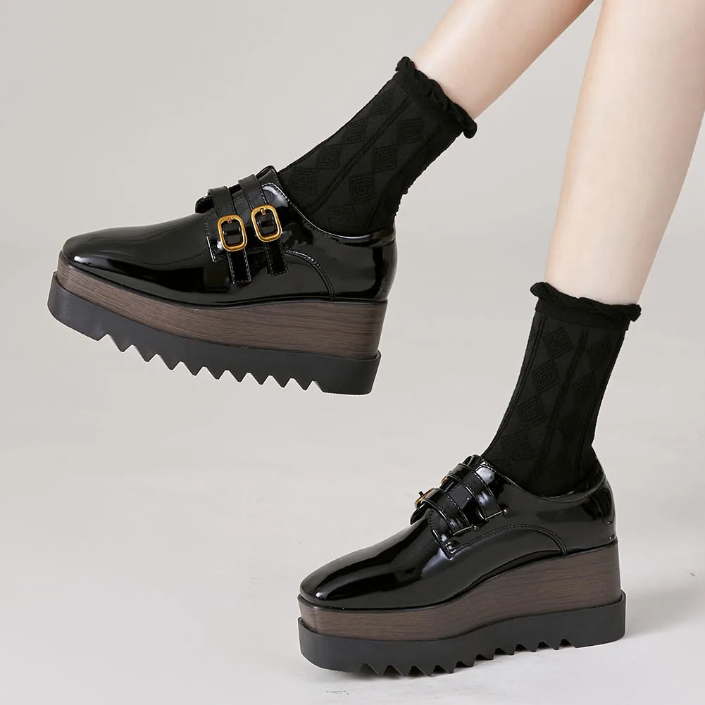 Plate-forme plate solide pour femmes, chaussures plates pour femmes, Parker carré, décontracté, printemps, automne, tout neuf, mode, strucgirls, loisirs