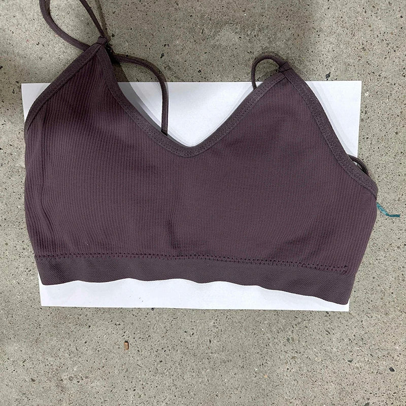 Femmes Sport soutiens-gorge séchage rapide élastique rembourré gymnase course biais soutien-gorge couleur unie Fitness Yoga Sport dessus respirants