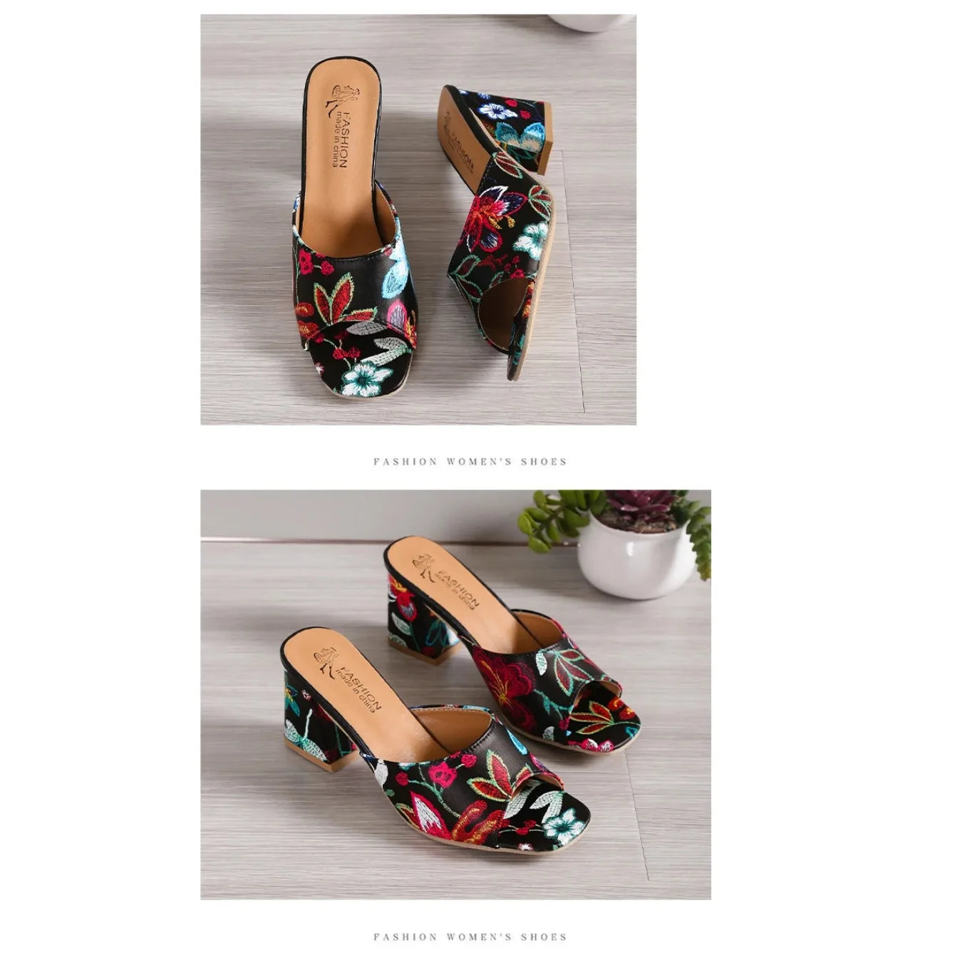 Pantoufles d'Été à Talons Épais pour Femme, Chaussures de Haute Qualité, Parka Ouverte, Décontractées, Grande Taille