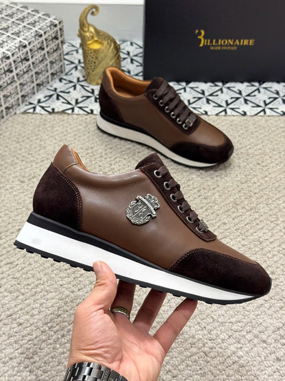 BILLIONAIRE BLSK CPRT chaussures peau de vache 2025 nouvelle broderie mode qualité confort mouvement hommes taille européenne 39-45 chaussures noires
