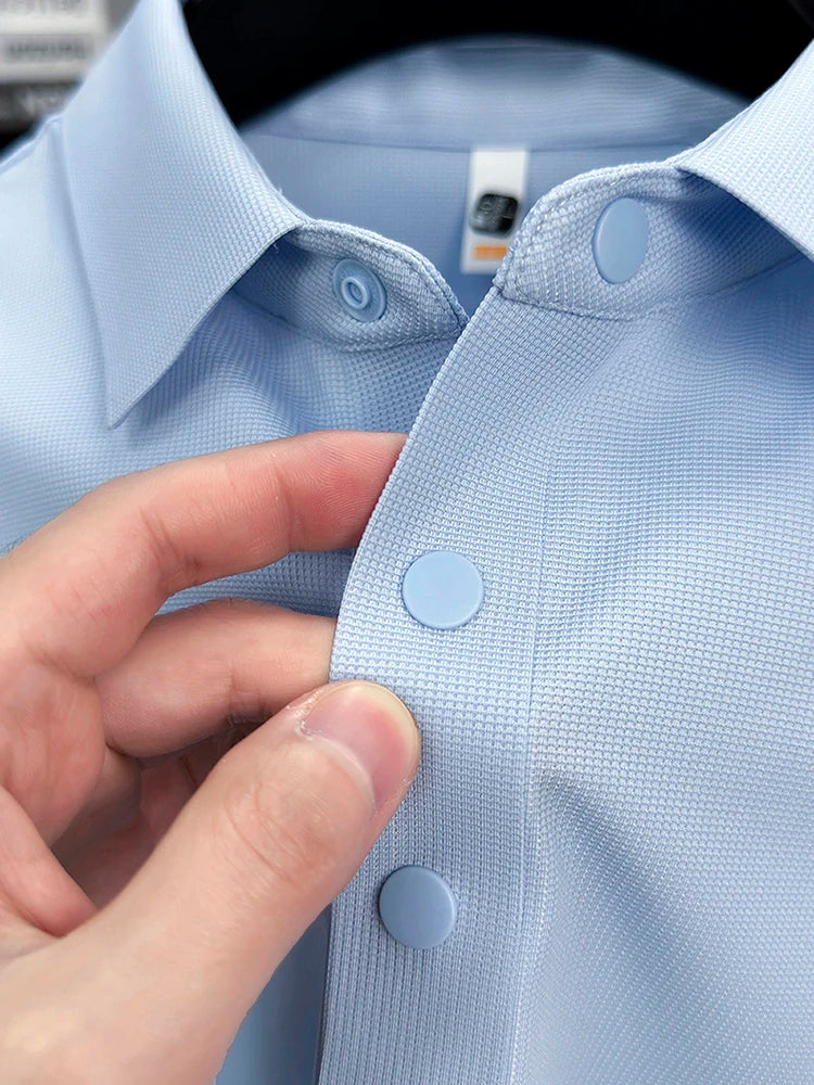 2025 Chemise polo gaufrée sportive pour hommes |   Tailles supérieures de Tennis de Golf évacuant l'humidité S-5XL, boutons-pression, antibactérien 7A de haute qualité