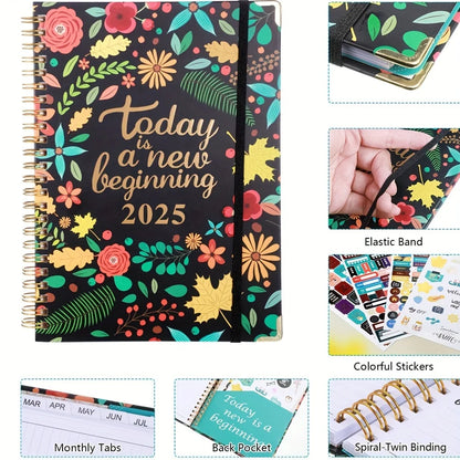 Planificateur 2025 Calendrier hebdomadaire et mensuel 2025 de janvier à décembre A5 (6,2" x 8,5") Plan de travail accaden de 12 mois Etiquettesmic