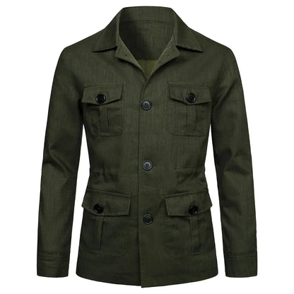 Hommes manteaux Safari veste lin britannique rétro Gentry costume poches vêtements d'extérieur mode couleur unie mâle hauts Ropa Hombre