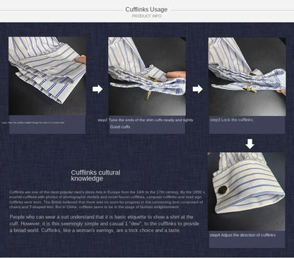 Chemise à manches longues pour hommes, Niche Chic, manches doubles pliées, col Windsor, robe de haute qualité, boutons de manchette français aléatoires, 2024