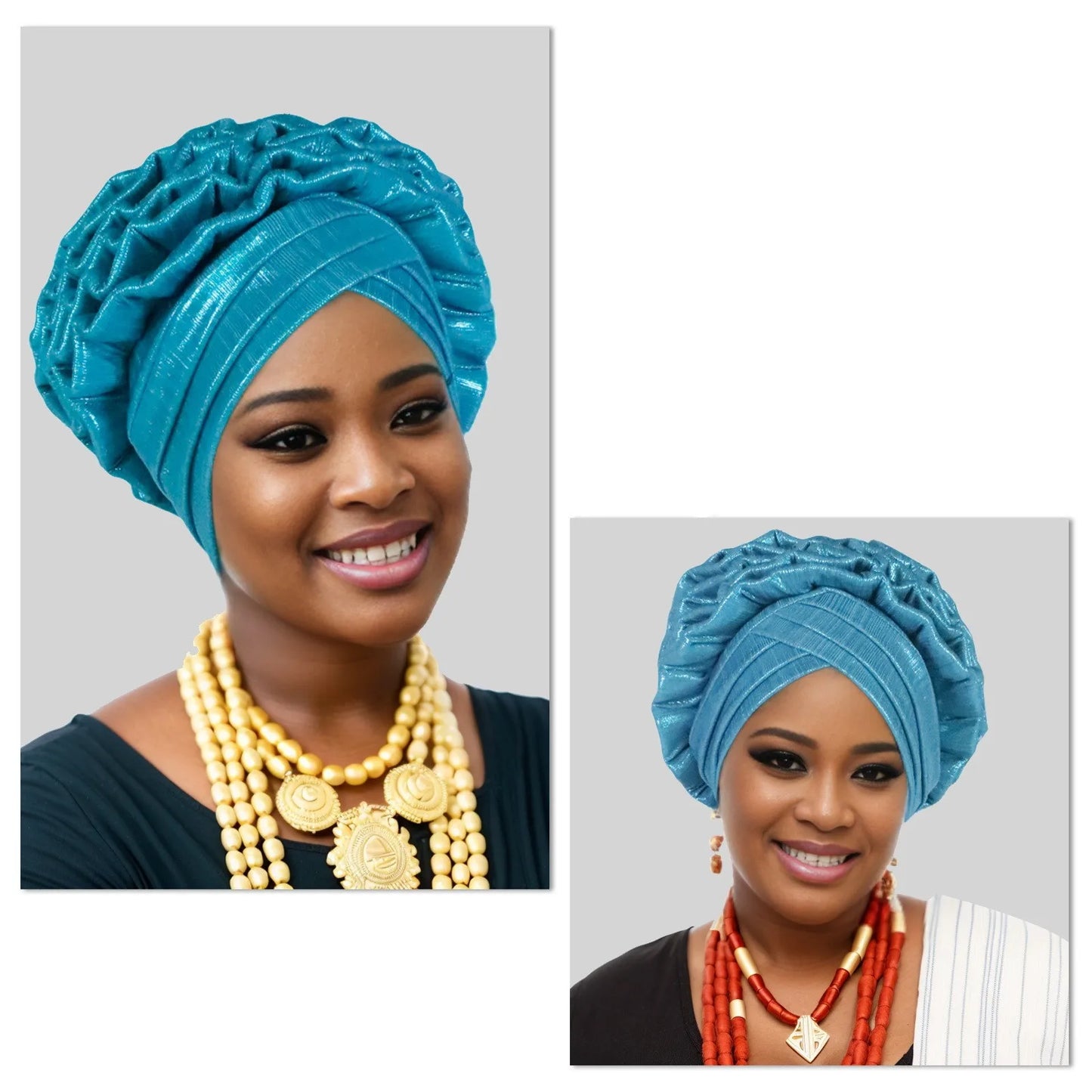 Turban Plissé à Paillettes pour Femme, Cravate de Sauna, Enveloppe la Tête, ixde Mariage Africaine Nigériane