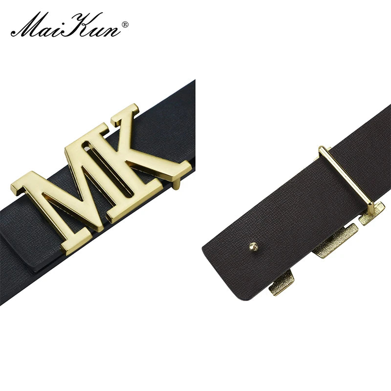 Maikun Ceinture réversible en cuir PU pour homme avec boucle noire rotative pour la Saint-Valentin