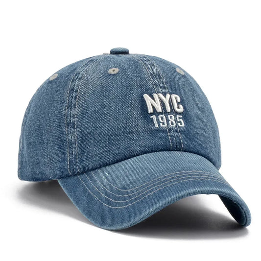 Mode NYC 1985 broderie Denim Snapback casquettes de Baseball réglable en plein air décontracté adulte lavage sport Golf soleil chapeaux