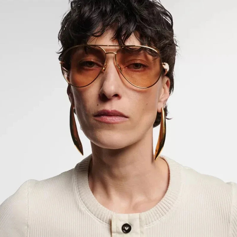 Nouveau y2k Vintage métal pilote lunettes de soleil femmes pour hommes lunettes de soleil Punk populaire en plein air conduite marque de luxe concepteur nuances UV400