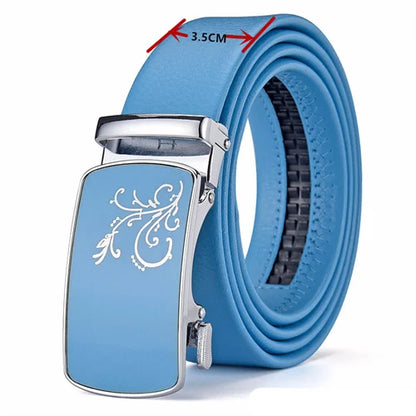 Ceinture automatique bleu ciel pour hommes et femmes, ceinture de loisirs d'affaires, bande passante 3cm et 2024 cm, nouvelle mode, 3.5