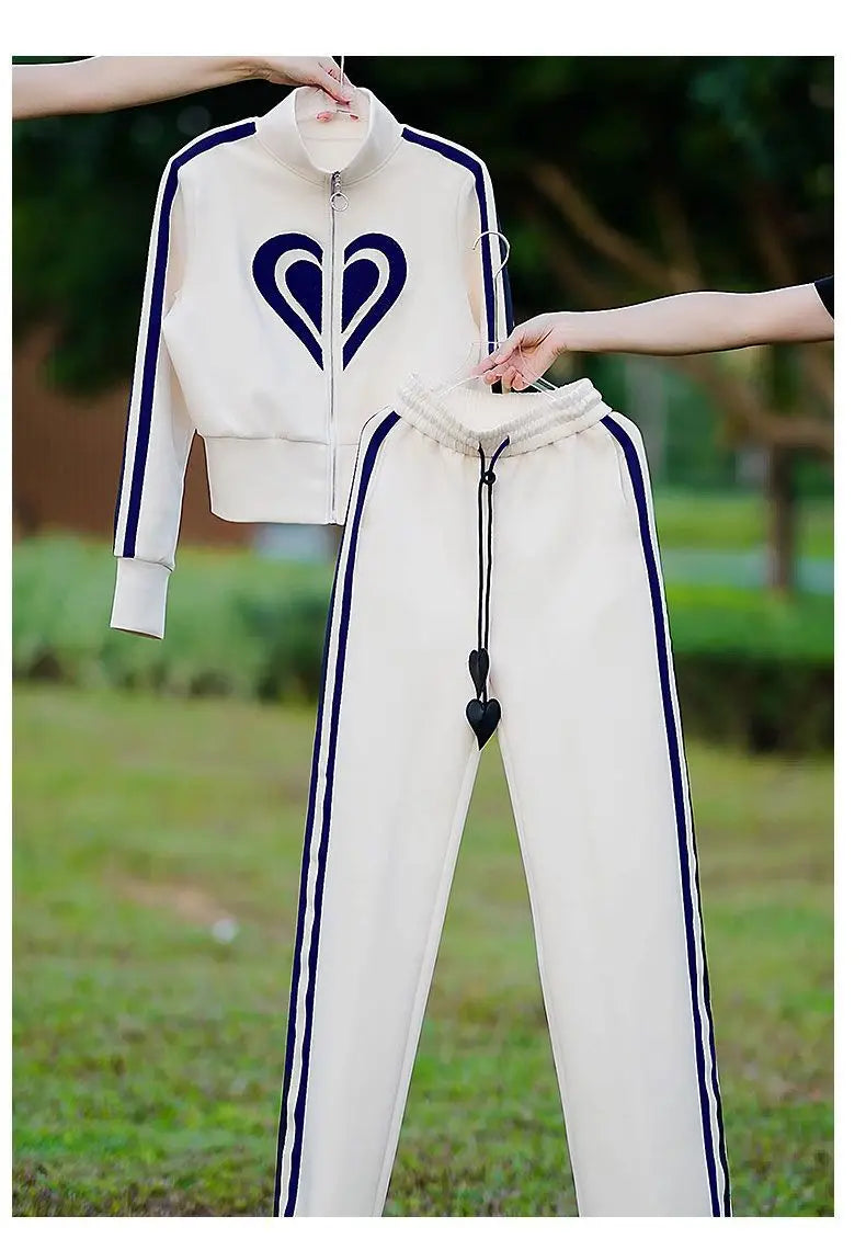 Printemps automne femmes survêtement de sport col montant fermeture éclair sweats + pantalons 2 pièces costumes dames tenues de mode vêtements de sport amples