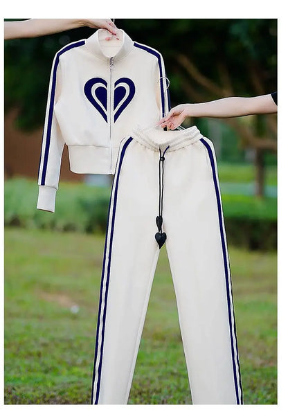 Printemps automne femmes survêtement de sport col montant fermeture éclair sweats + pantalons 2 pièces costumes dames tenues de mode vêtements de sport amples