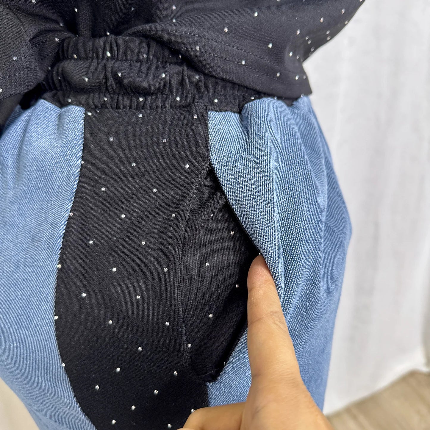 Ensemble deux pièces en Denim pour femmes, ensemble pantalon assorti, Streetwear Y2k, décontracté, perçage à chaud, hauts, jambes larges, pantalons longs, taille haute, 2025