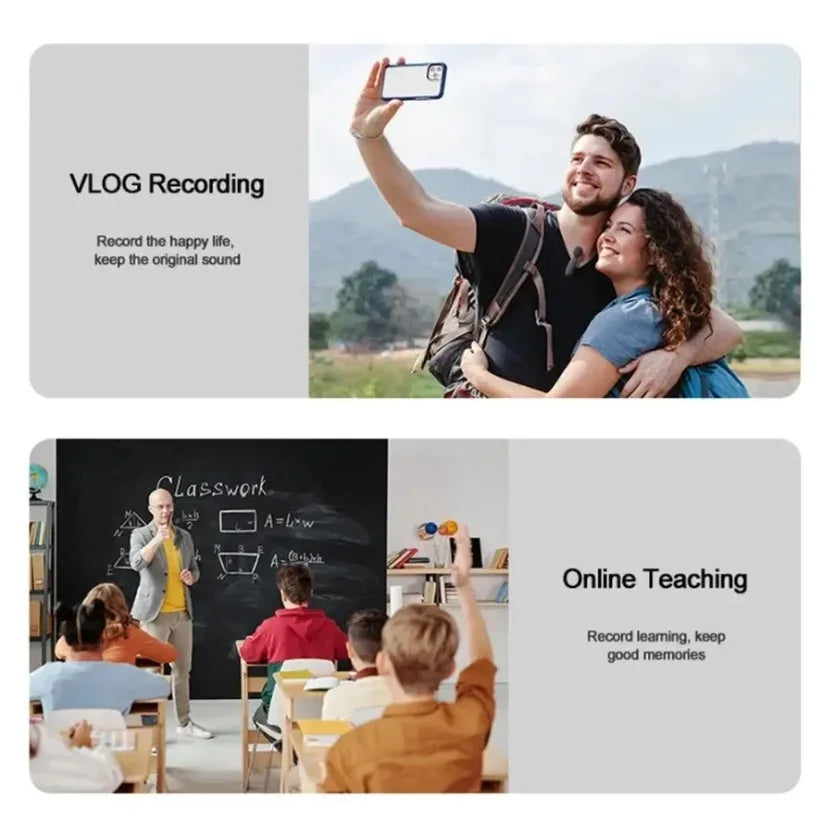 XIKCU Microphone Lavalier sans fil Portable enregistrement Audio vidéo Mini micro pour iPhone diffusion en direct téléphone de jeu avec réception