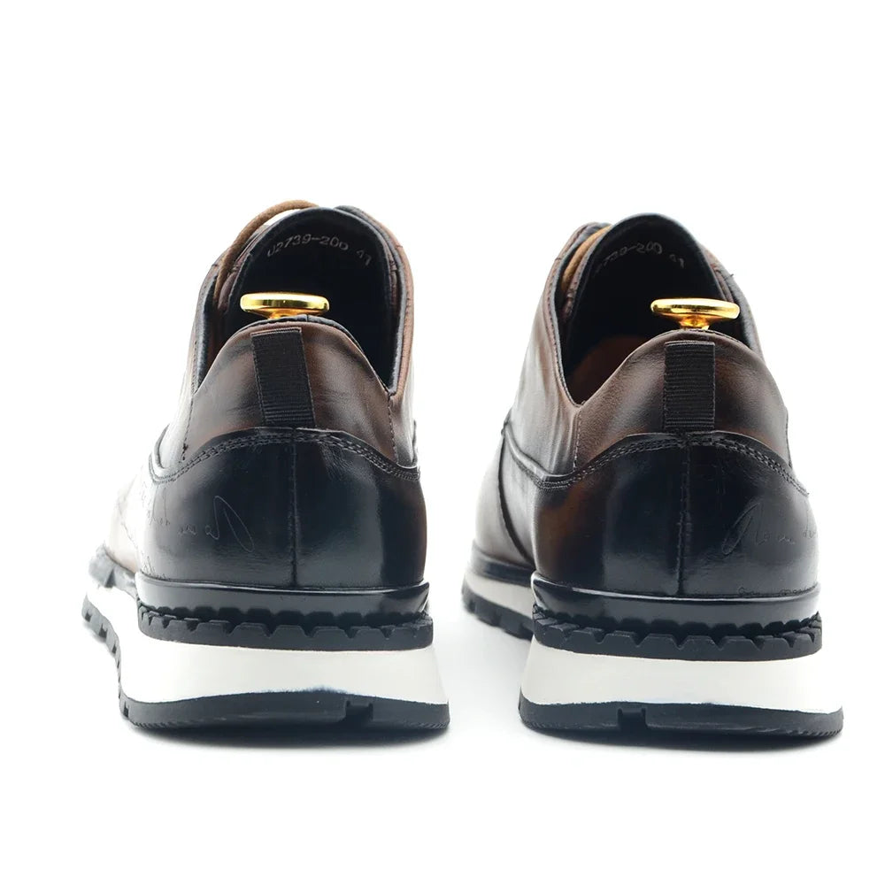 Baskets en cuir véritable naturel pour hommes, chaussures plates à lacets, élégantes, décontractées, qualité supérieure, luxe, mode automne, 03/fête, 2024