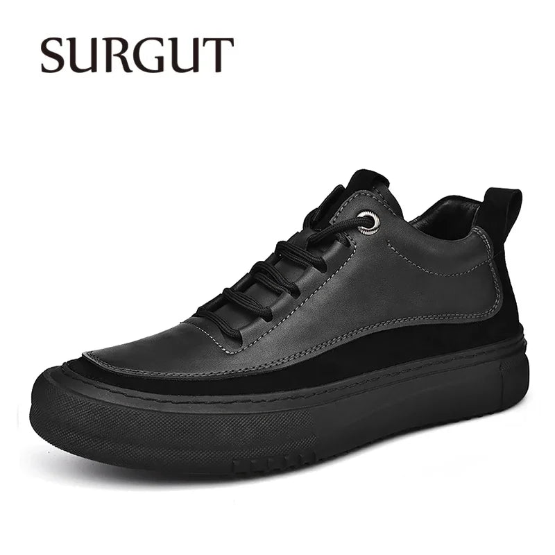 SURGUT-Chaussures décontractées en cuir de vachette pour hommes, coordonnantes, confortables, mode, épissage, semelle optique, automne, hiver, taille 38-44