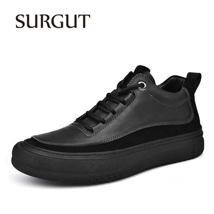 SURGUT-Chaussures décontractées en cuir de vachette pour hommes, coordonnantes, confortables, mode, épissage, semelle optique, automne, hiver, taille 38-44
