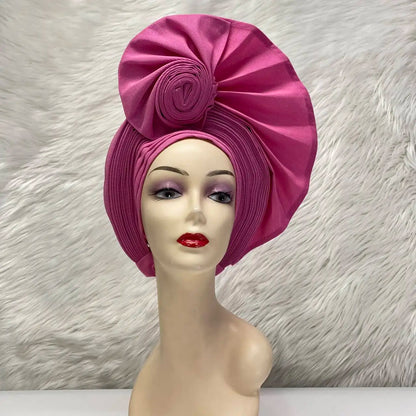 Turban de tête musulman pour femmes, Gele africain violet, casquettes déjà fabriquées, Auto Aso Oke, cravate de sauna Gele, chapeau rond pour dames, Z620-2 de fête