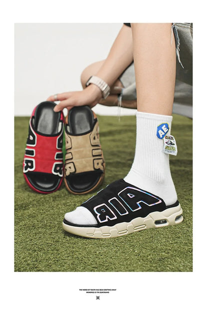 Nouveaux hommes d'été pantoufles homme coussin d'air pantoufles de créateur tongs pour hommes doux antidérapant pantoufles de sport pour hommes Chanclas Hombre