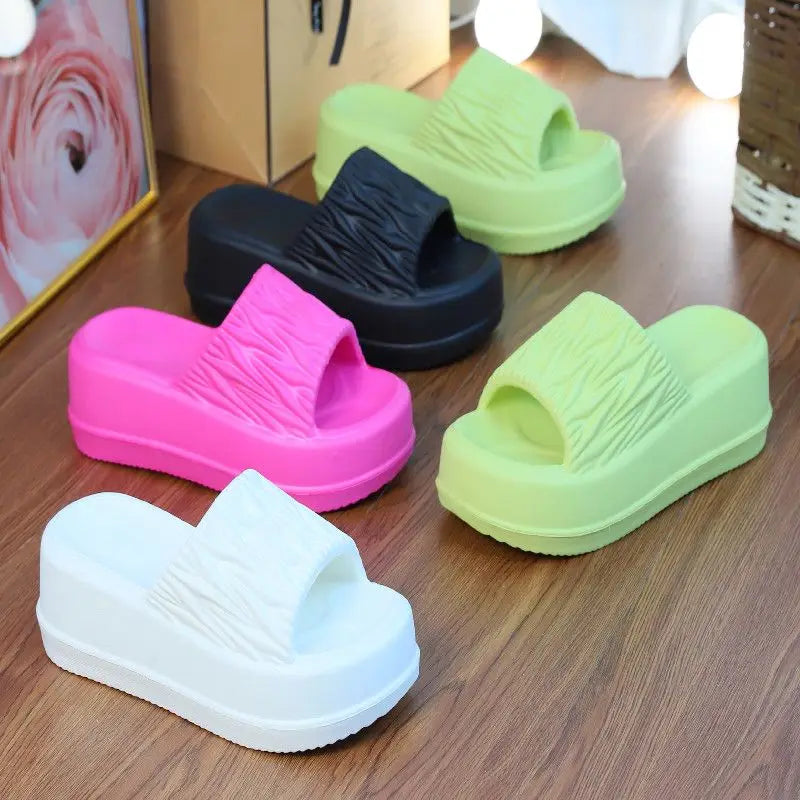 Sandales d'été à talons hauts de 7 cm pour femmes, mules à talons épais, tongs EVA, chaussures de maison, pantoufles à plateforme d'extérieur, nouvelle collection