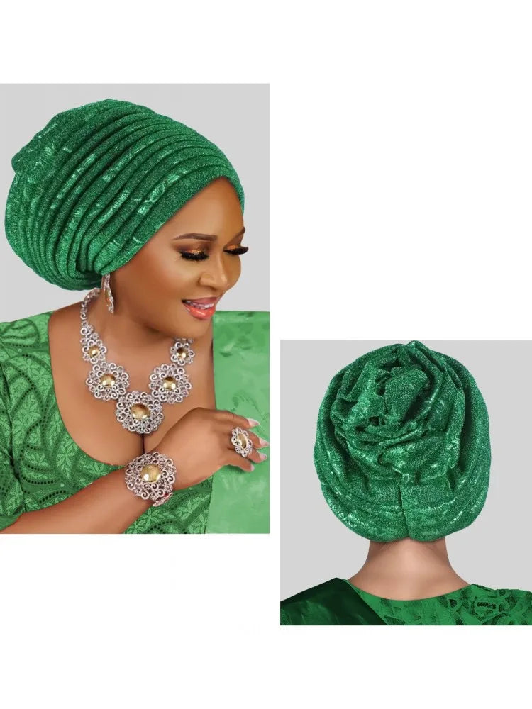 Turban Plissé pour Femme, Cravate de Sauna, ixde Mariage Africain, Nigeria, 2025