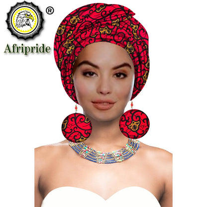 Turbans - bandeaux africains pour femme foulard africain couvre-chef nigérian avec boucle d'oreille assortie Dashiki Ankara cire S20H004