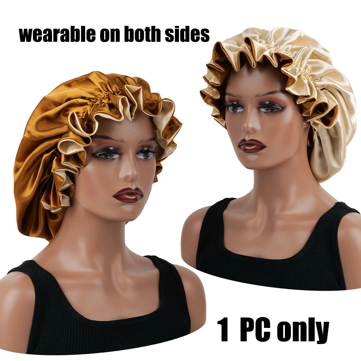 Bonnet de cheveux minimaliste Double couche en Satin, 1 pièce, bonnets de sommeil pouvant être portées des deux côtés, casquette polyvalente pour hommes/femmes