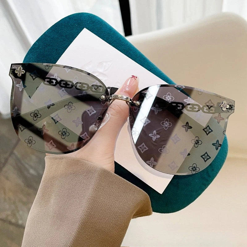 Nouvelle mode sans cadre bord de coupe lettre Style haut de gamme petit parfum femmes lunettes de soleil lunettes de soleil lunettes de soleil