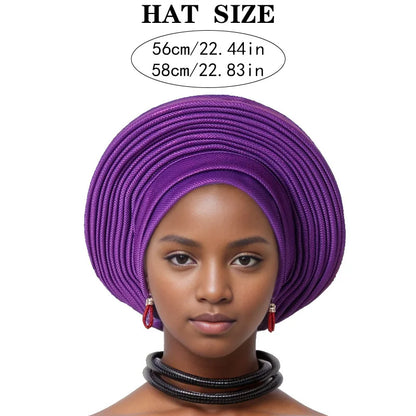 Turban Africain Plissé pour Femme, Déjà Fait, Cravates de Sauna, Bonnet Auto Gele, Hijab Musulman, Mariage Nigérian, Chapeau Rond