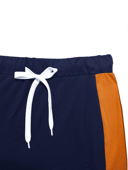 Ensemble demi-jupe d'été pour femmes, deux pièces, manches courtes, rayures latérales, ceinture de taille réglable, ample, décontracté, respirant, polyvalent