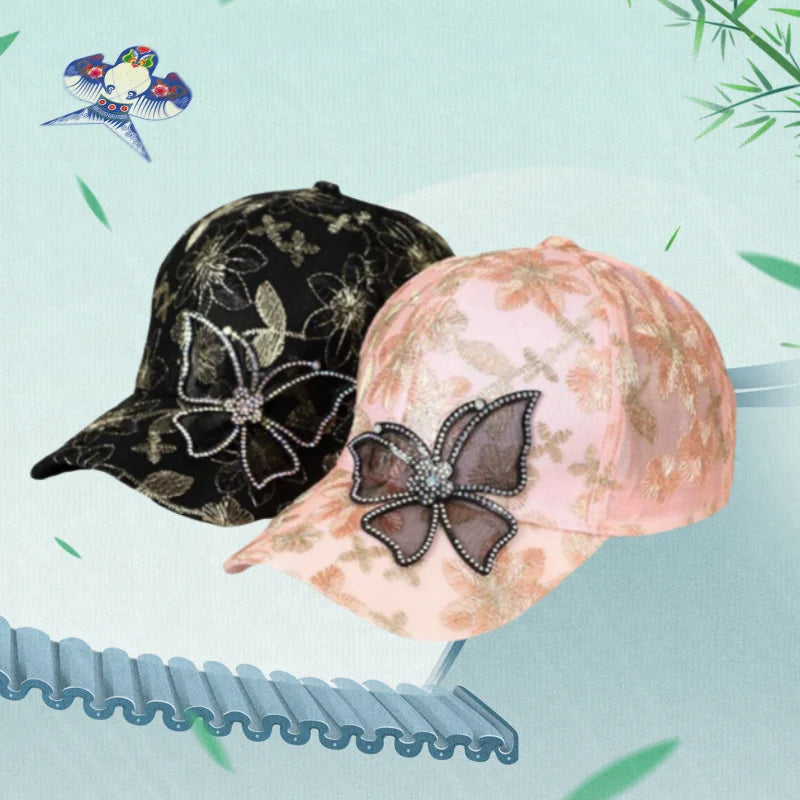 Casquette de Baseball papillon strass, casquette à rabat pour femme et homme, visière, chapeau de soleil, protection solaire, casquette de Sport, mode Unique, chapeau de plage fantaisie