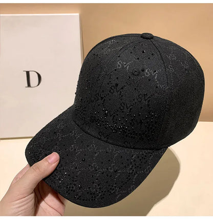Casquette de Baseball avec lettres en strass pour femmes et hommes, visière de Sport, à rabat, chapeaux de soleil pour femmes, de luxe de styliste