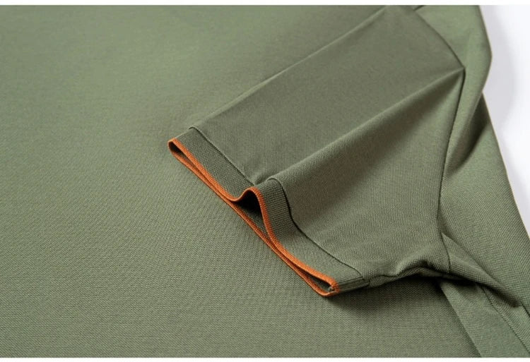 Polo en soie à fermeture éclair pour hommes, T-Shirt à manches courtes en mûrier avec fermeture éclair en métal, col montant, haut d'été décontracté de luxe en coton et lin