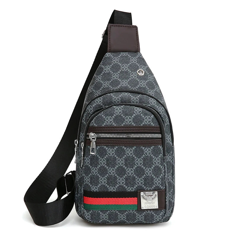 Sac messager multifonction pour hommes, sacs de poitrine en tissu à bandoulière, sac à main décontracté avec trou pour écouteurs