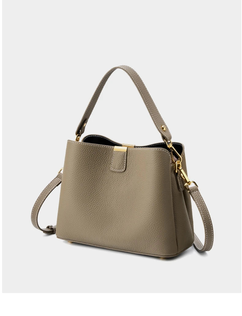 Hifashion 100% vache en cuir véritable seau épaule sacs à bandoulière pour femmes 2025 luxe concepteur large sangle fourre-tout dames sacs à main