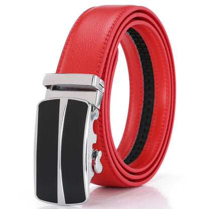 Hommes couleur rouge 3.5 cm largeur bracelet en cuir de vache haute qualité boucle automatique ceintures pour hommes marque de luxe concepteur ceintures homme B995