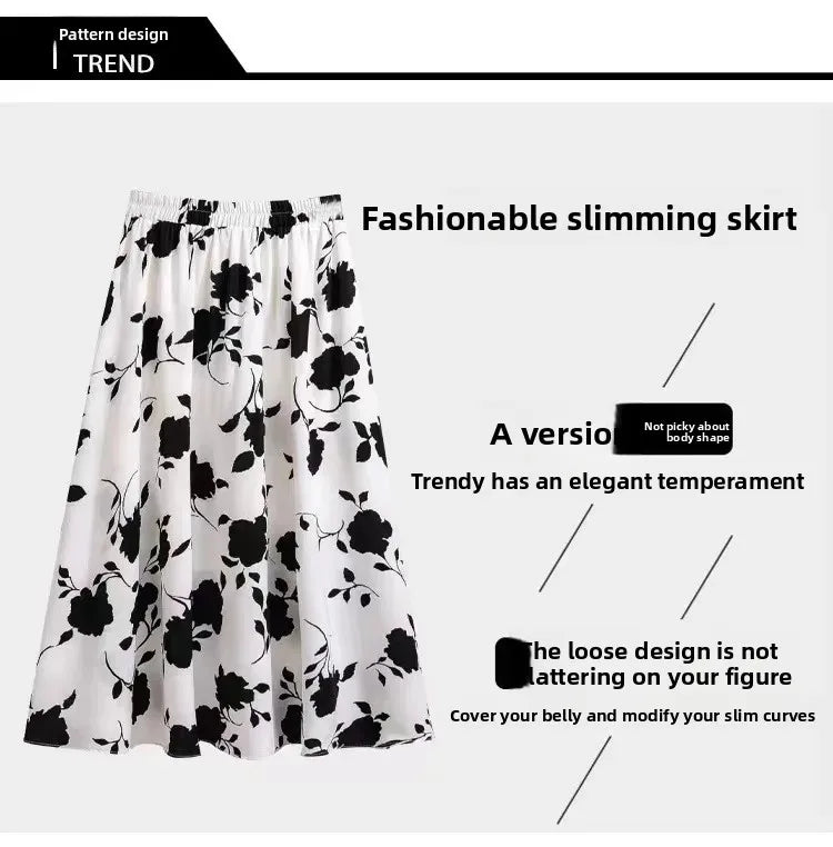 Grande taille femmes taille haute minceur hanche couvrant Maxi jupe été à la mode Rose demi-longueur jupe princesse manches Polo Nec