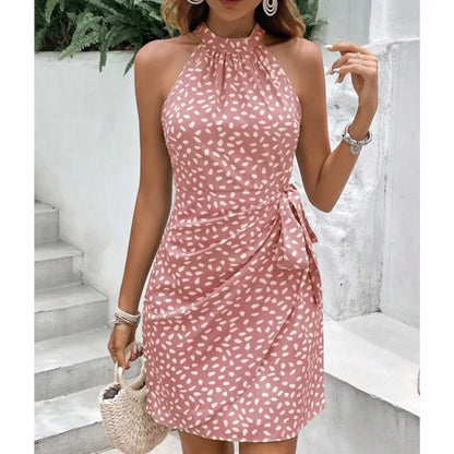 Robe courte plissée à fleurs pour femmes avec fermeture éclair, mini robe à lacets sexy, robe éducative, mode estivale