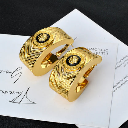 ZEADear – boucles d'oreilles ajourées couleur or 18 carats, en émail noir, gouttes d'huile, boucles d'oreilles, cadeaux de mariage du Nigeria et de l'afrique