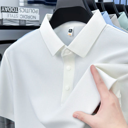 2025 Chemise polo gaufrée sportive pour hommes |   Tailles supérieures de Tennis de Golf évacuant l'humidité S-5XL, boutons-pression, antibactérien 7A de haute qualité