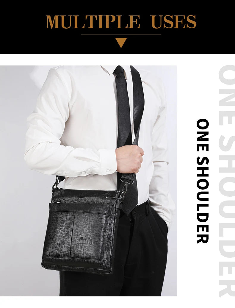 Sac messager en cuir pour hommes, sac à bandoulière d'affaires, petit sac à bandoulière multifonction, sac de voyage pour hommes
