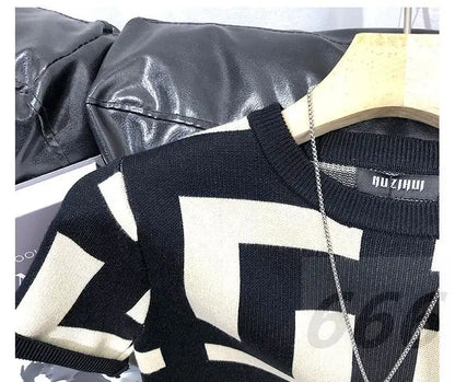 T-shirt à manches courtes Ice Inj, col rond, conception haut de gamme, fouet, imprimé géométrique, loisirs simples, mode estivale, nouveau, 2024