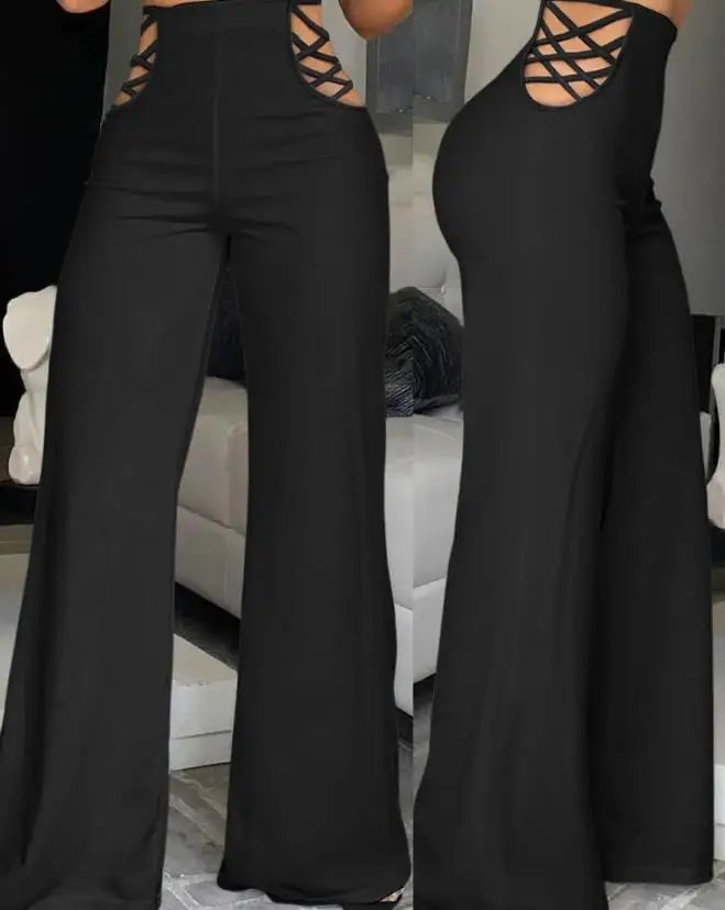 Pantalon Bootcut élégant taille haute, jambes larges, mode européenne et américaine, pantalon évasé Simple pour femmes, été 2023